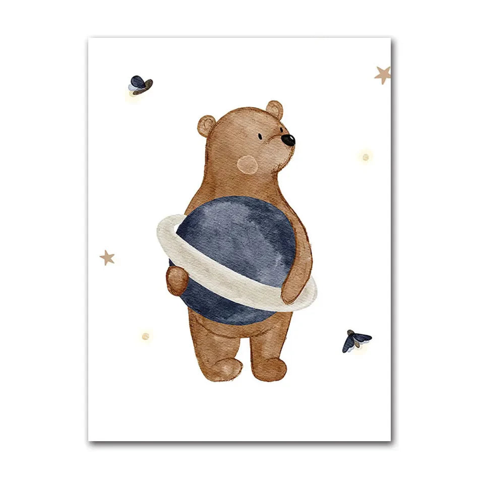 Woodland Animals Cute Nursery Canvas Wall Art