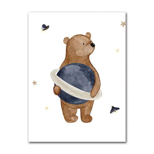 Woodland Animals Cute Nursery Canvas Wall Art