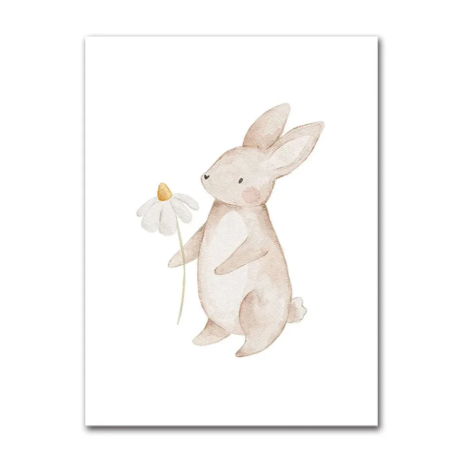 Woodland Animals Cute Nursery Canvas Wall Art