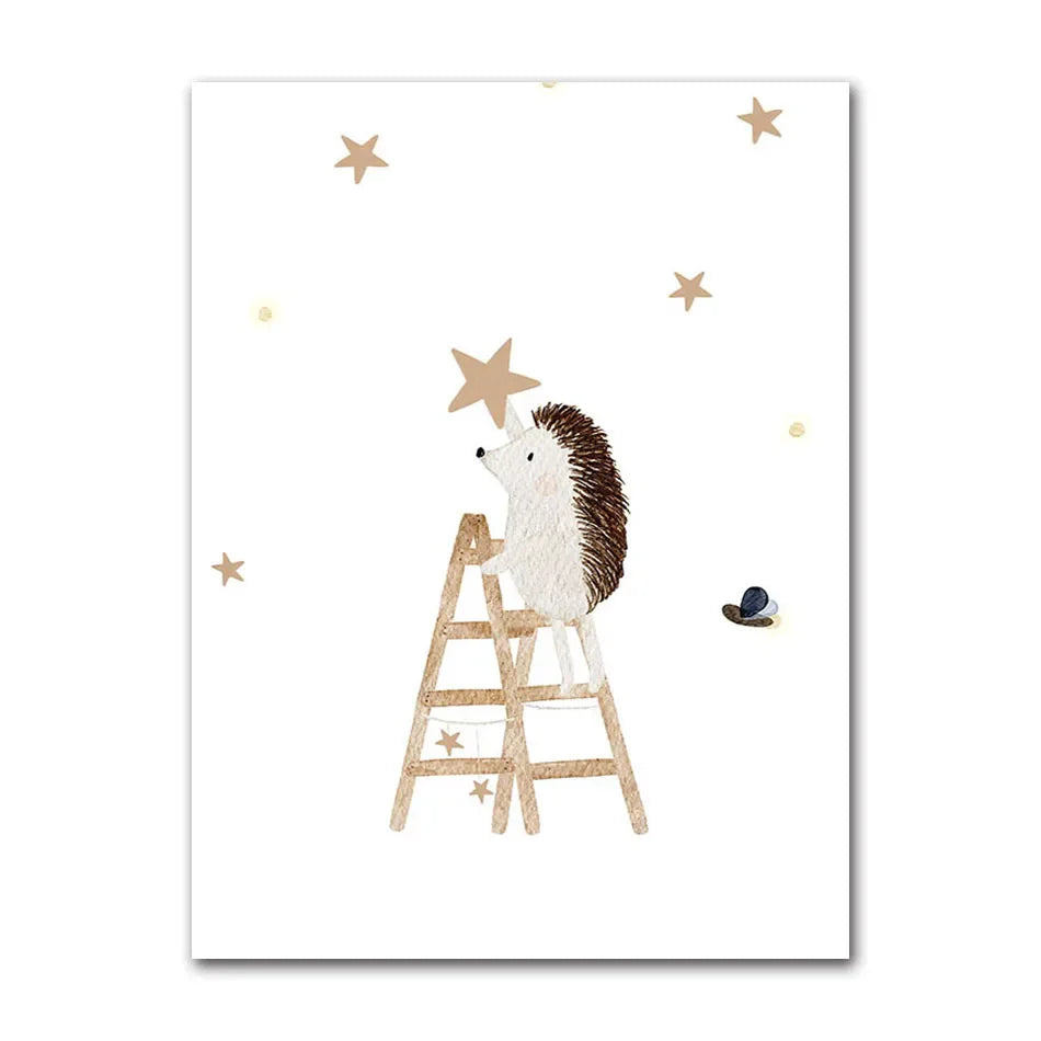 Woodland Animals Cute Nursery Canvas Wall Art