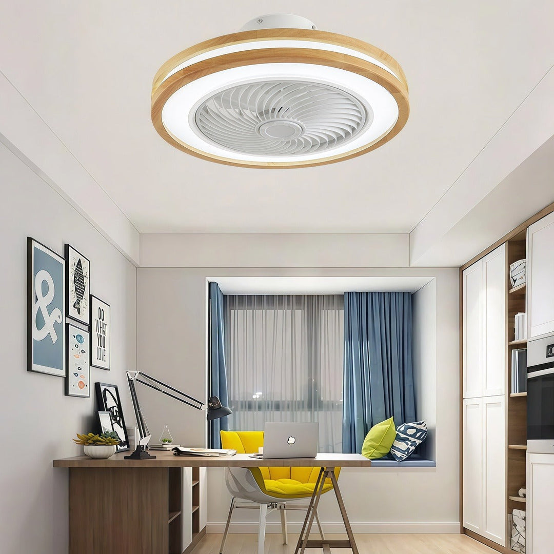 Three-Level Wind Regulation Nordic Bladeless Ceiling Fan with Light