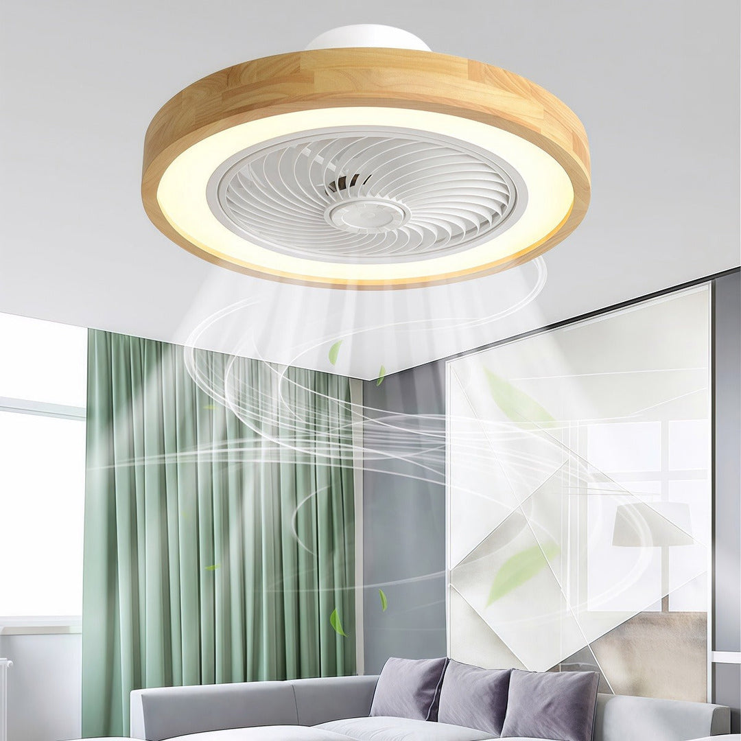 Three-Level Wind Regulation Nordic Bladeless Ceiling Fan with Light