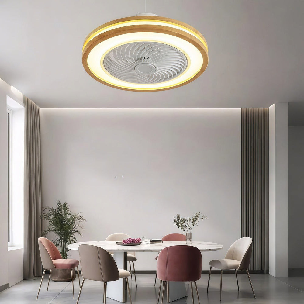 Three-Level Wind Regulation Nordic Bladeless Ceiling Fan with Light