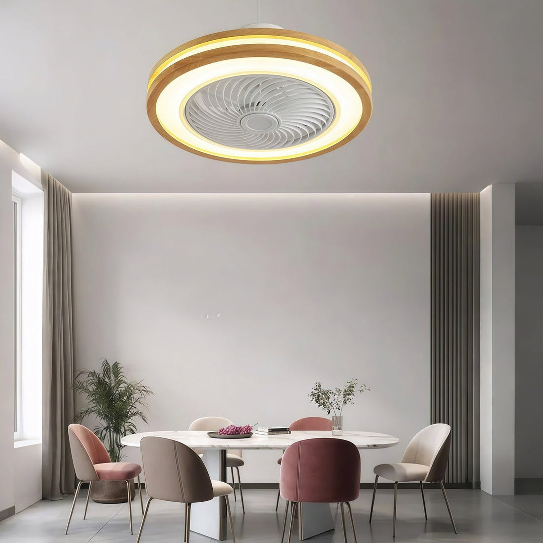 Three-Level Wind Regulation Nordic Bladeless Ceiling Fan with Light