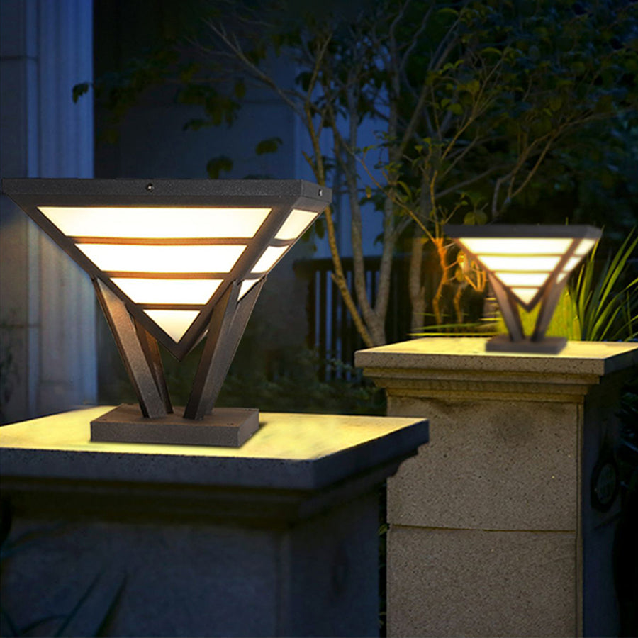 Geometric Aluminum Waterproof LED Modern Outdoor Post Lamp