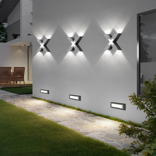 X-Shaped Black Modern LED Outdoor Wall Lamp