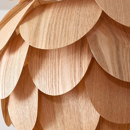 15'' Rustic Pineapple-Shaped Wood Pendant Light