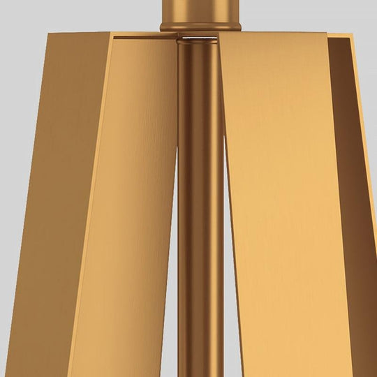 Golden Faux Silk Geometric Table Lamp with Brass Base – 22 Inch