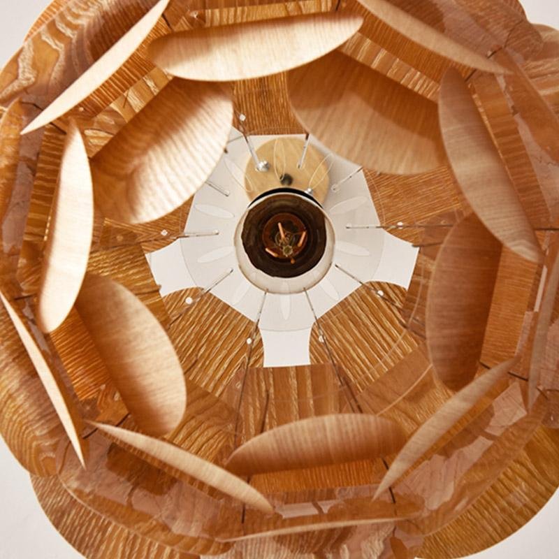15'' Rustic Pineapple-Shaped Wood Pendant Light
