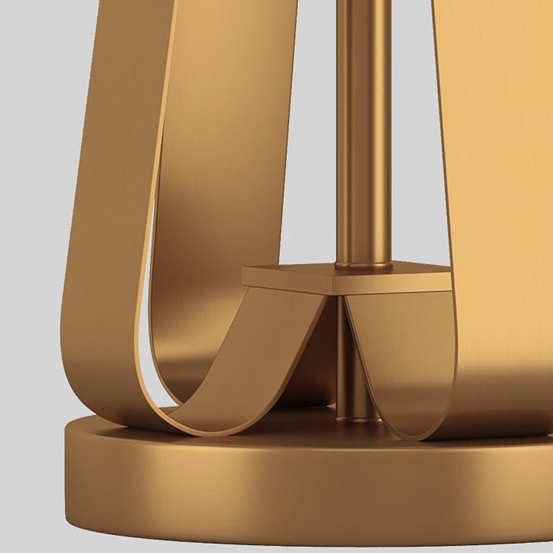 Golden Faux Silk Geometric Table Lamp with Brass Base – 22 Inch