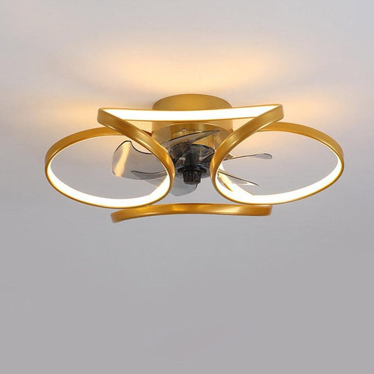 Flower LED Modern Flush Mount Ceiling Fan with Remote Control