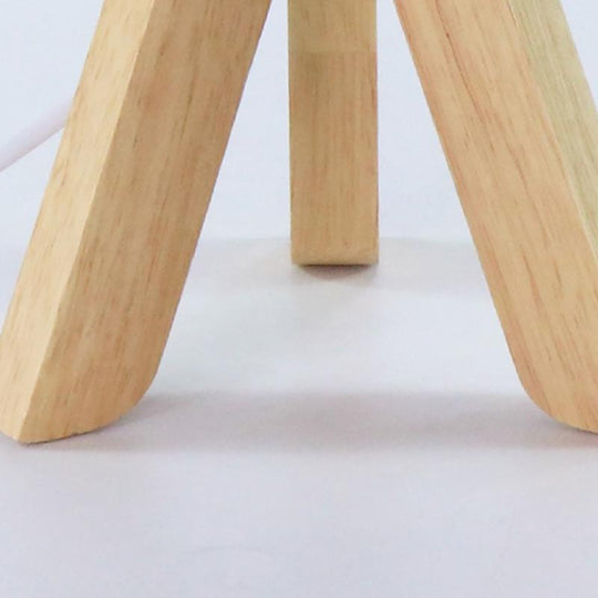 15'' Wood Modern Tripod Table Lamp with Linen Shade