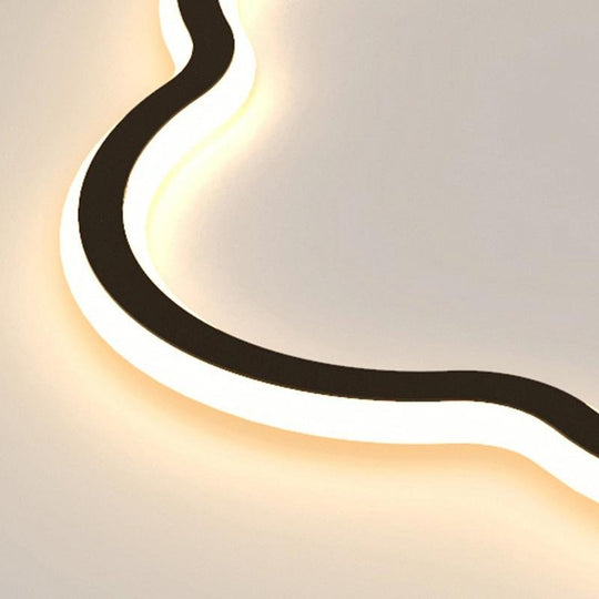 Cloud Shaped White & Black LED Flush Mount Ceiling Light – Modern Flower Design