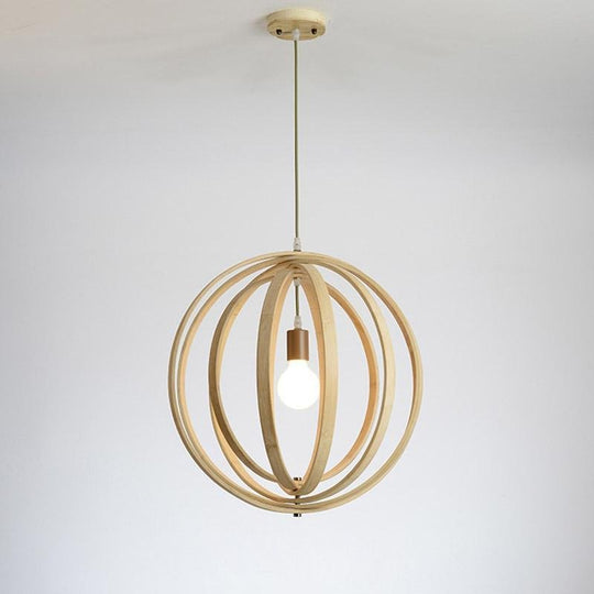 Curvy Multipart Light Brown Boho Pendant Light with an Exposed LED Light