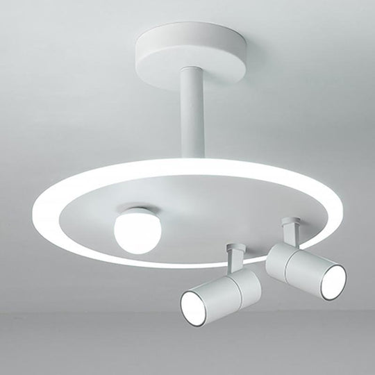 20" Round Dimmable Semi-Flush Mount LED Ceiling Light with 2 Adjustable Spotlights