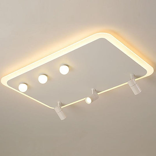 Rectangular Square Dimmable Flush Mount LED Light with Adjustable Spotlights