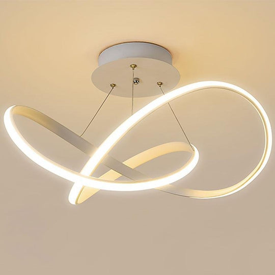 White Flush Mount Ceiling Light with Adjustable Cord Ribbon Design – Dimmable LED