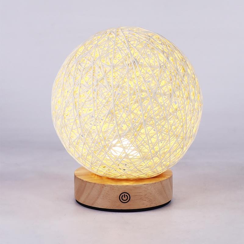 6'' LED Natural Rattan Wicker Shade Table Lamp