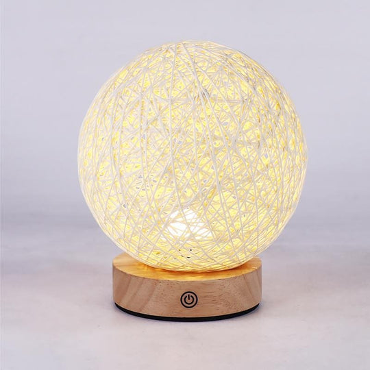6'' LED Natural Rattan Wicker Shade Table Lamp