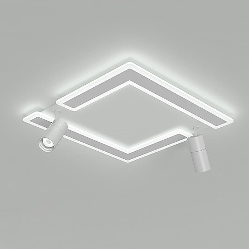 Square Dimmable LED Flush Mount Ceiling Light with 2 Adjustable Spotlights