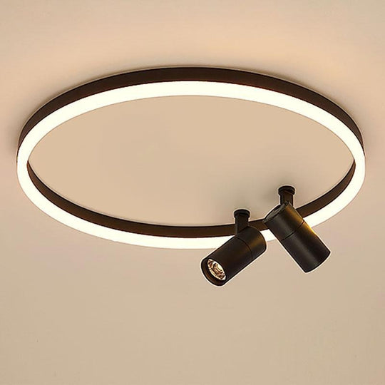 16" Round Dimmable Flush Mount Ceiling Light with 2 Rotatable Spotlights