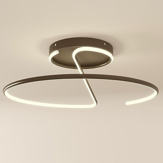 16" Wire-Inspired Circular Modern LED Semi-Flush Mount Ceiling Light