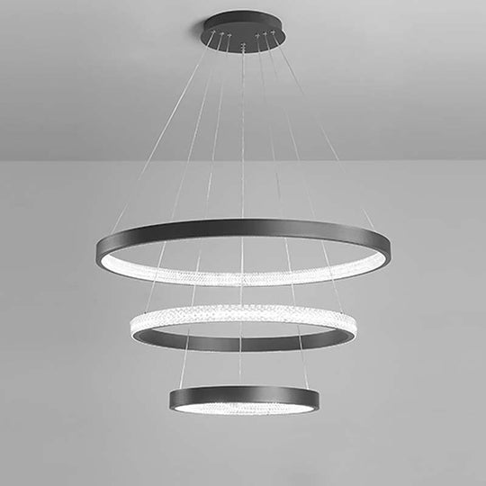 Round 3-Ring Modern LED Chandelier – Adjustable Hanging Design