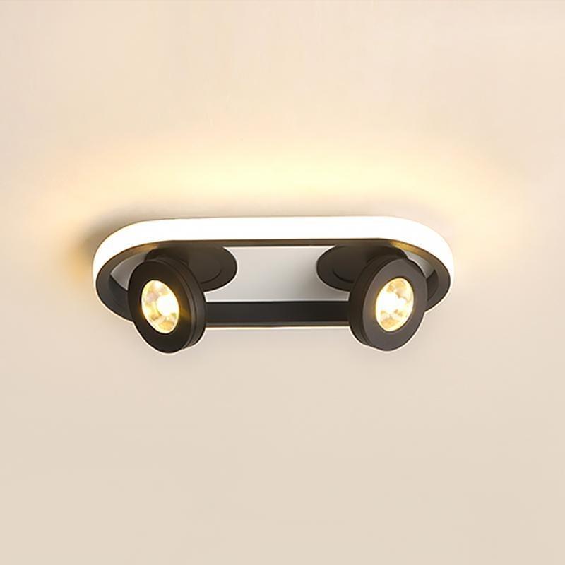 Rectangular Strip LED Flush Mount Ceiling Light with 2 Adjustable Spotlights