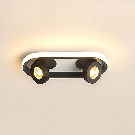 Rectangular Strip LED Flush Mount Ceiling Light with 2 Adjustable Spotlights