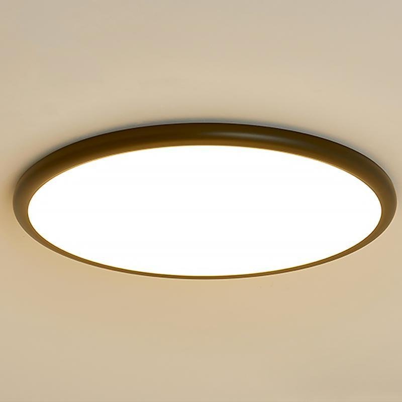 16" Modern LED Geometric Circle Flush Mount Ceiling Light – Black & White Edge