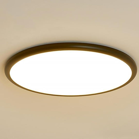 16" Modern LED Geometric Circle Flush Mount Ceiling Light – Black & White Edge