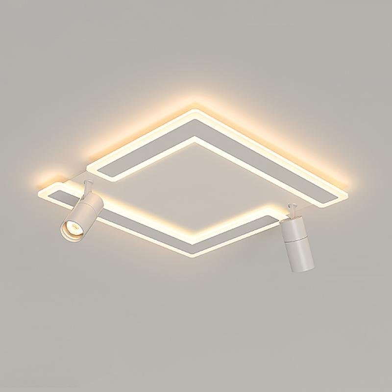 Square Dimmable LED Flush Mount Ceiling Light with 2 Adjustable Spotlights