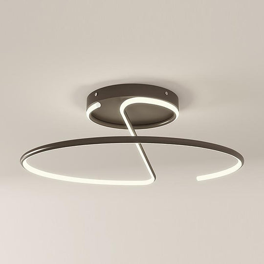 16" Wire-Inspired Circular Modern LED Semi-Flush Mount Ceiling Light