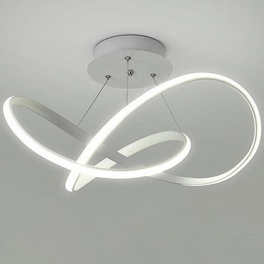 White Flush Mount Ceiling Light with Adjustable Cord Ribbon Design – Dimmable LED