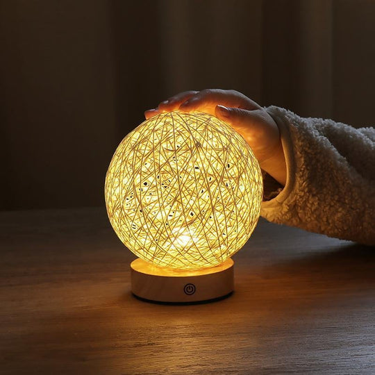 6'' LED Natural Rattan Wicker Shade Table Lamp