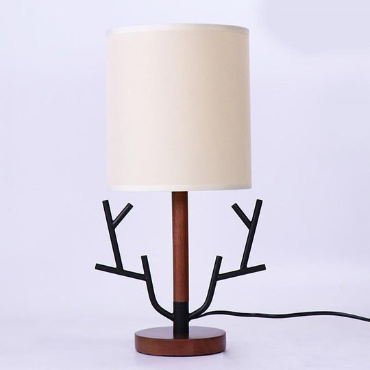 16'' Vintage Rustic Tree Branch Table Lamp with Fabric Shade