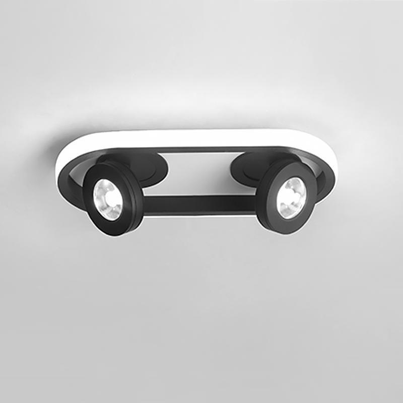 Rectangular Strip LED Flush Mount Ceiling Light with 2 Adjustable Spotlights