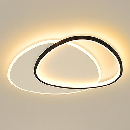 White & Black Unique Circle LED Flush Mount Ceiling Light