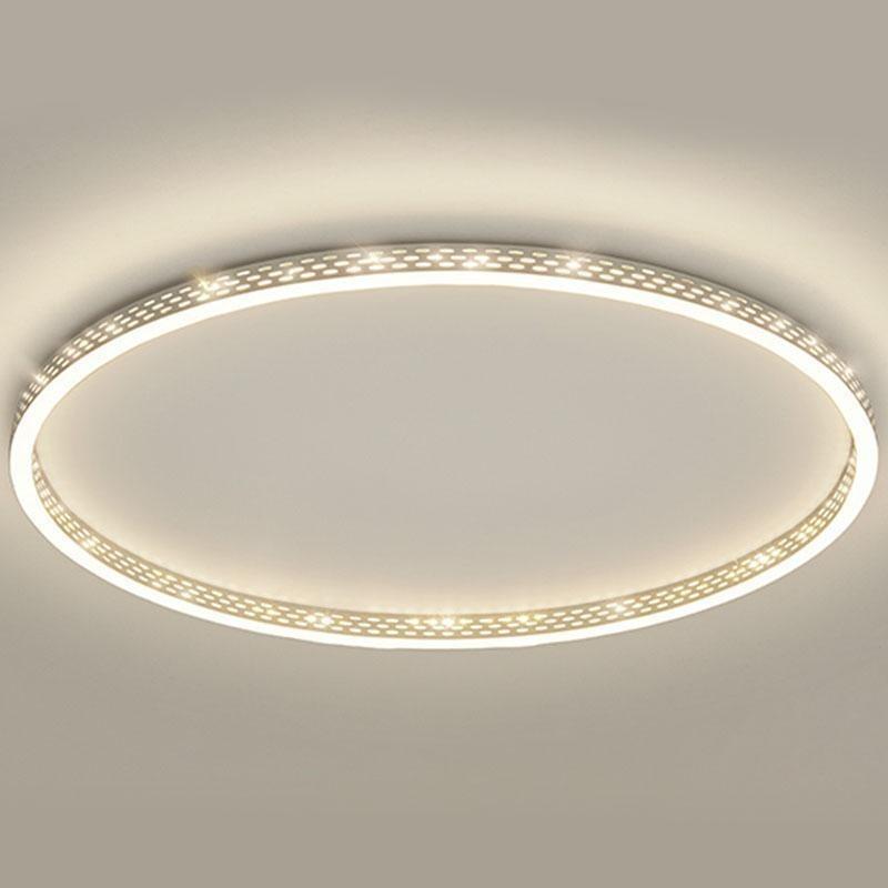 Modern Round Dimmable LED Flush Mount Ceiling Light with Hollow Edge
