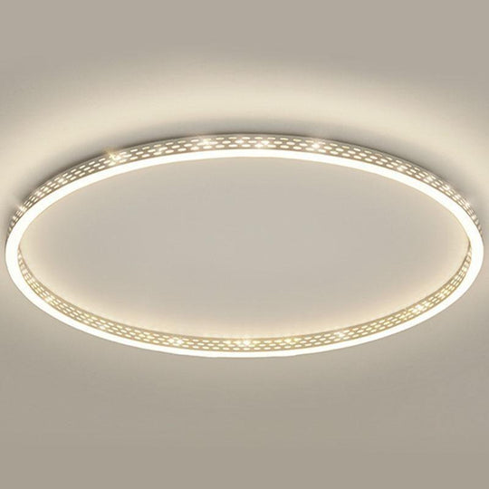 Modern Round Dimmable LED Flush Mount Ceiling Light with Hollow Edge
