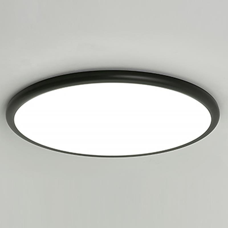 16" Modern LED Geometric Circle Flush Mount Ceiling Light – Black & White Edge