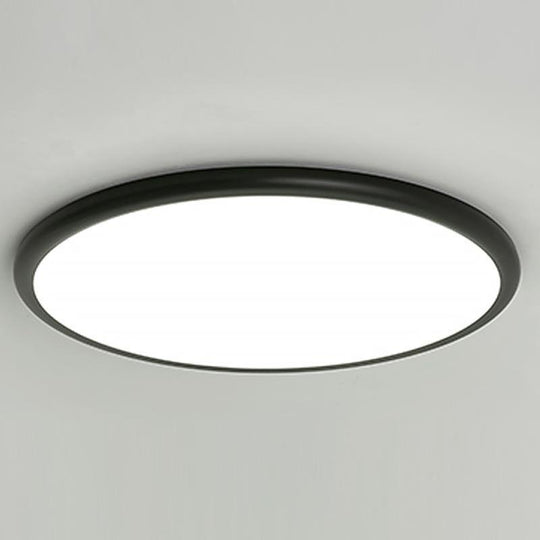 16" Modern LED Geometric Circle Flush Mount Ceiling Light – Black & White Edge