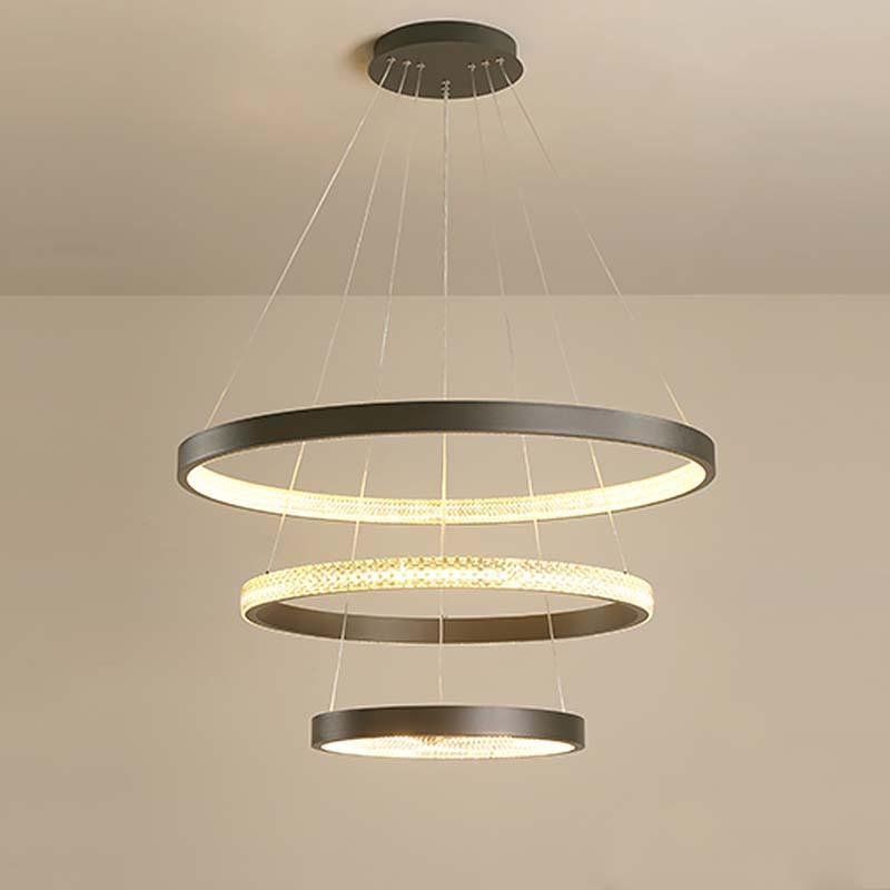 Round 3-Ring Modern LED Chandelier – Adjustable Hanging Design