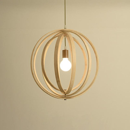 Curvy Multipart Light Brown Boho Pendant Light with an Exposed LED Light