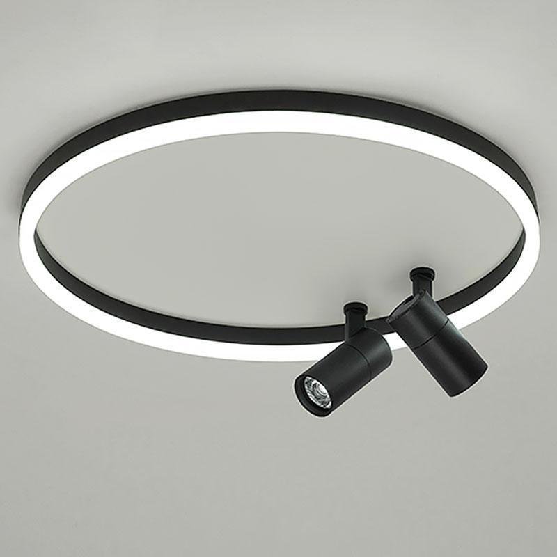 16" Round Dimmable Flush Mount Ceiling Light with 2 Rotatable Spotlights