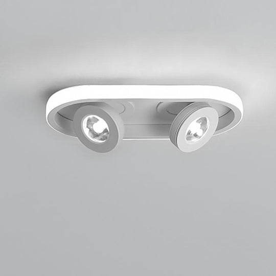 Rectangular Strip LED Flush Mount Ceiling Light with 2 Adjustable Spotlights