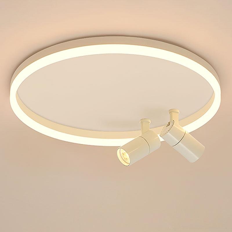 16" Round Dimmable Flush Mount Ceiling Light with 2 Rotatable Spotlights