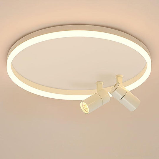 16" Round Dimmable Flush Mount Ceiling Light with 2 Rotatable Spotlights