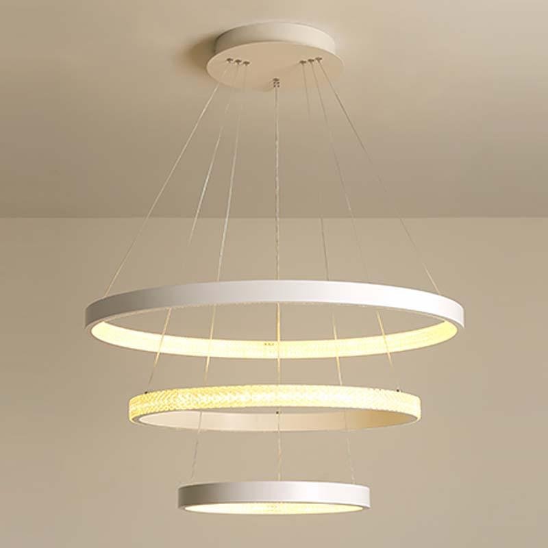 Round 3-Ring Modern LED Chandelier – Adjustable Hanging Design