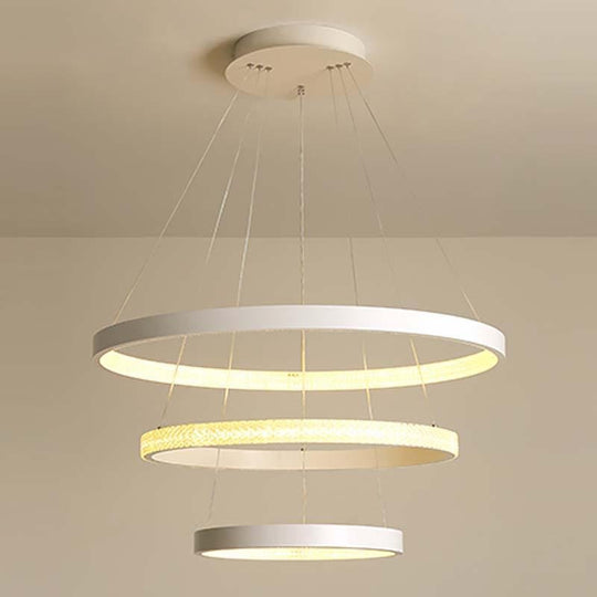 Round 3-Ring Modern LED Chandelier – Adjustable Hanging Design